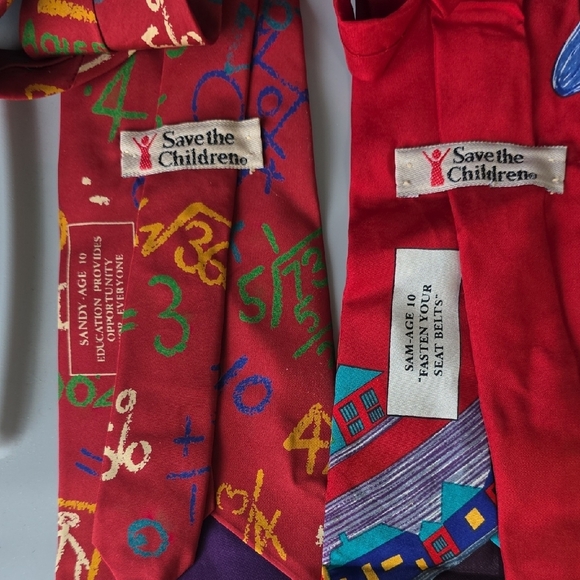 (J28) Vibrant Red and Purple Men's Ties 4 Total (Save The Children) - Picture 3 of 4